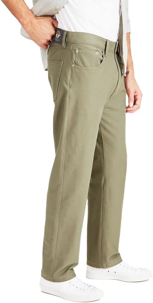 imageDockers Mens Comfort Knit Jean Cut Straight Fit Smart 360 Knit PantsCamo Green