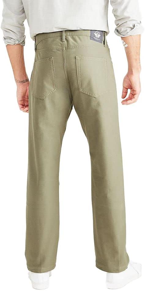 imageDockers Mens Comfort Knit Jean Cut Straight Fit Smart 360 Knit PantsCamo Green