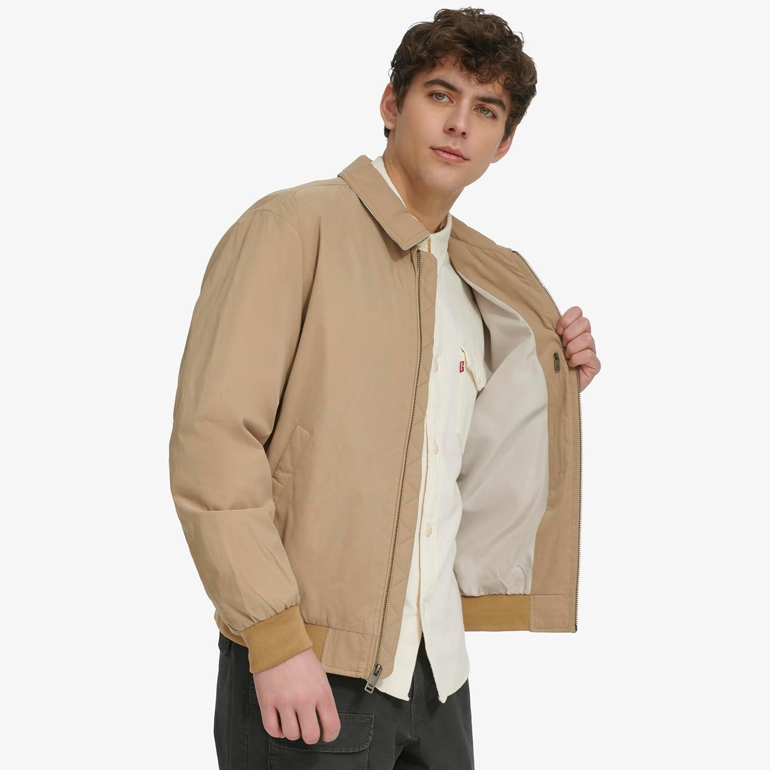 imageDockers Mens Microtwill Golf Bomber JacketHarvest Gold Unfilled