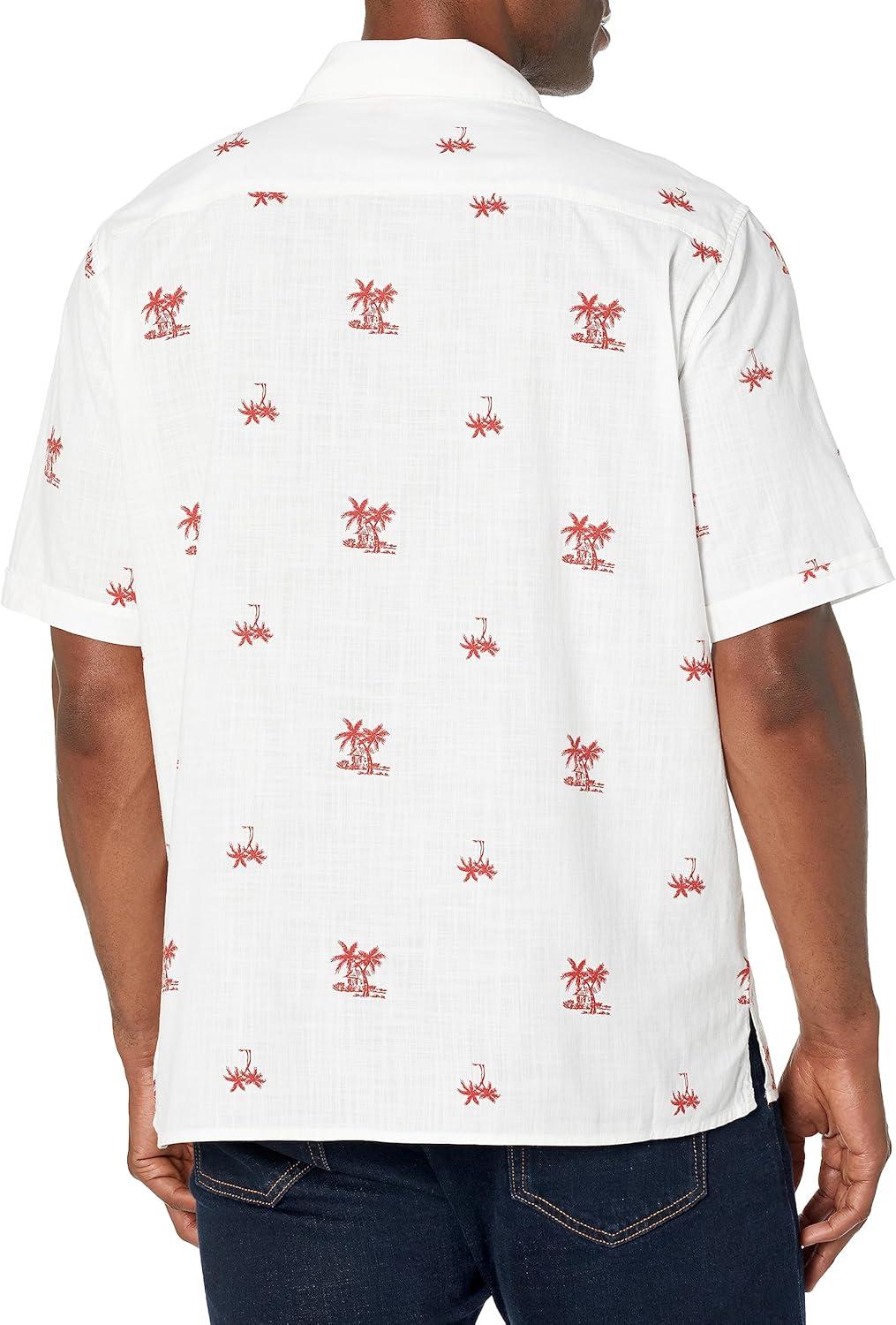 imageDockers Mens Regular Fit Short Sleeve Camp Collar ShirtRed Print