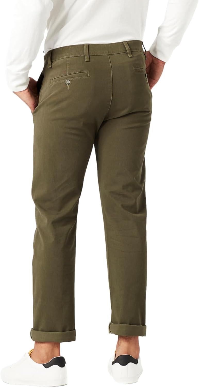 imageDockers Mens Relaxed Fit Comfort Khaki Pants PleatedArmy Olive