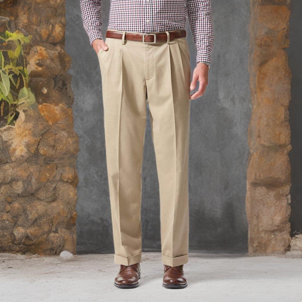 imageDockers Mens Relaxed Fit Comfort Khaki Pants PleatedBritish Khaki