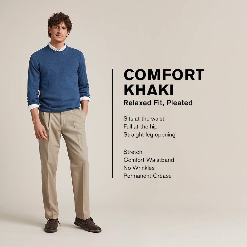 imageDockers Mens Relaxed Fit Comfort Khaki Pants PleatedBritish Khaki