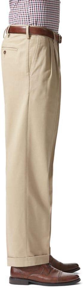imageDockers Mens Relaxed Fit Comfort Khaki Pants PleatedBritish Khaki