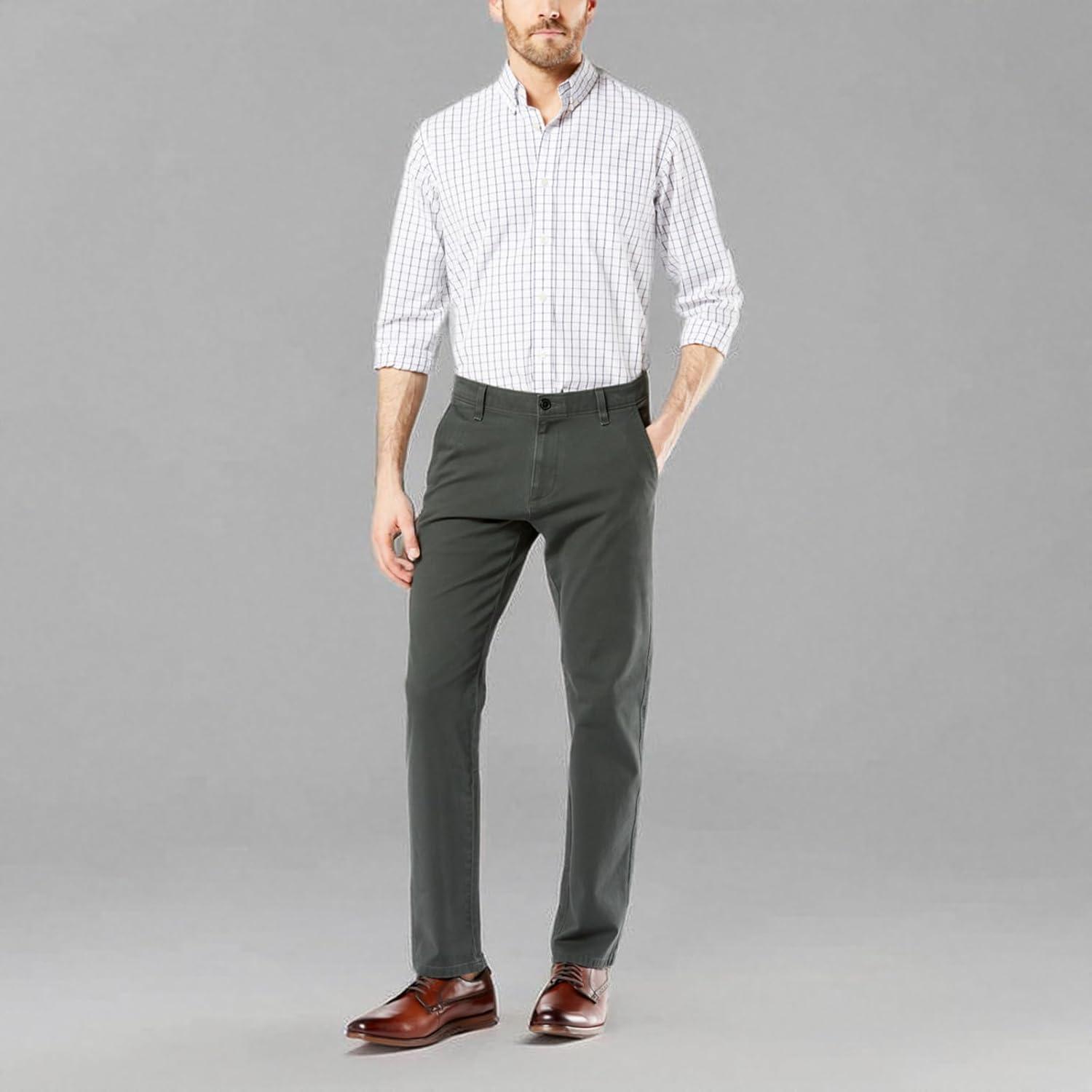 imageDockers Mens Relaxed Fit Comfort Khaki Pants PleatedSteelhead