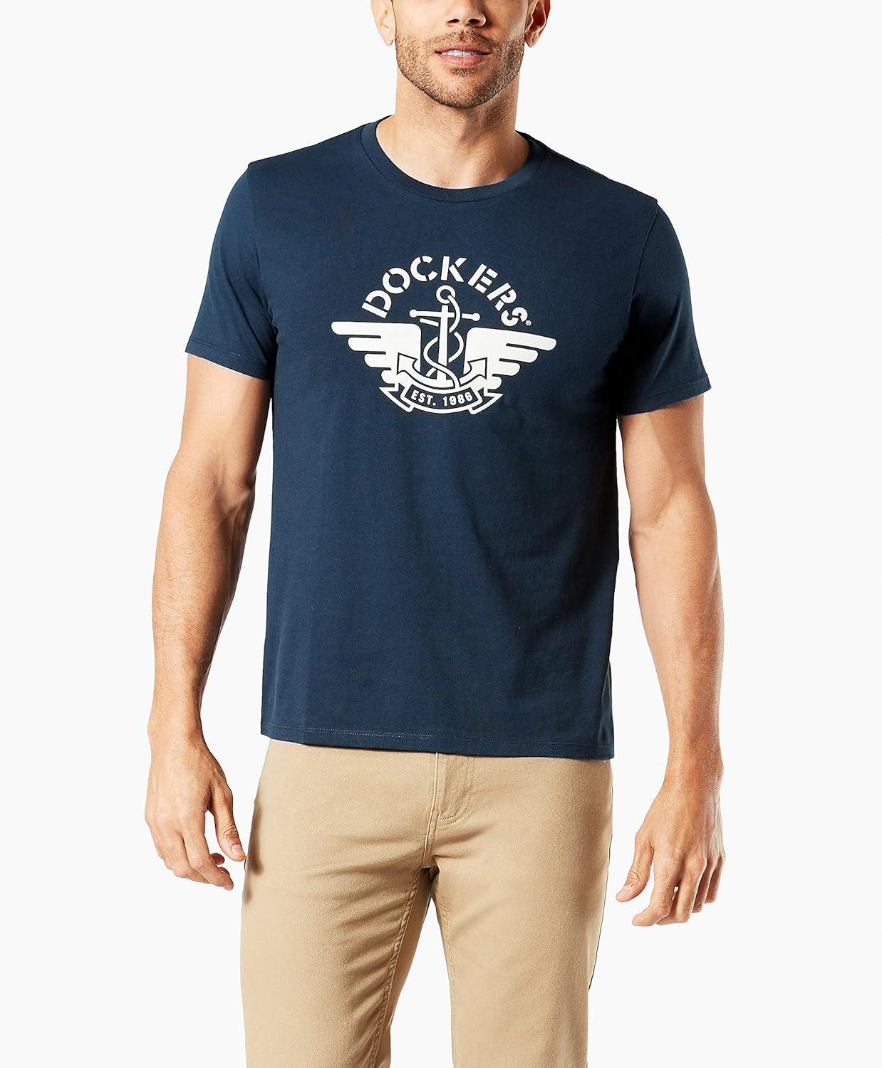 imageDockers Mens Slim Fit Short Sleeve Graphic Tee Shirt Legacy Standard and Big ampamp TallNavy Logo