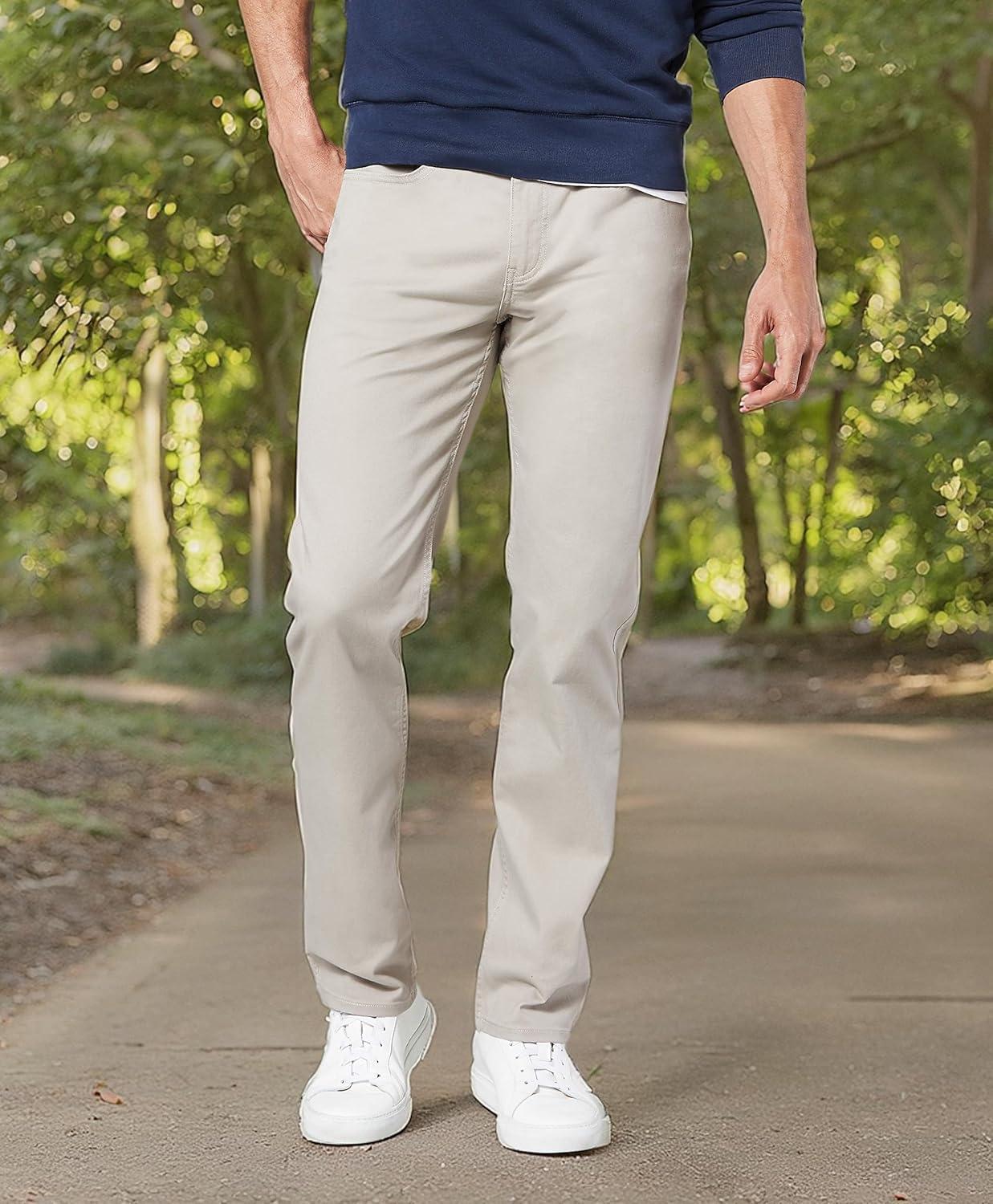 imageDockers Mens Straight Fit Jean Cut All Seasons Tech PantsSafari Beige