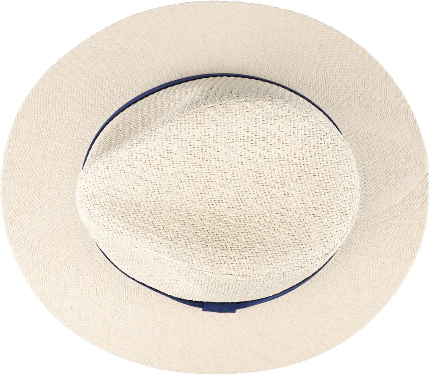 imageDockers Mens Straw Fedora and Panama HatNavy Band