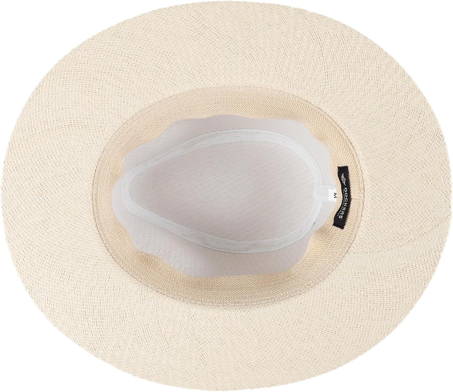 imageDockers Mens Straw Fedora and Panama HatNavy Band