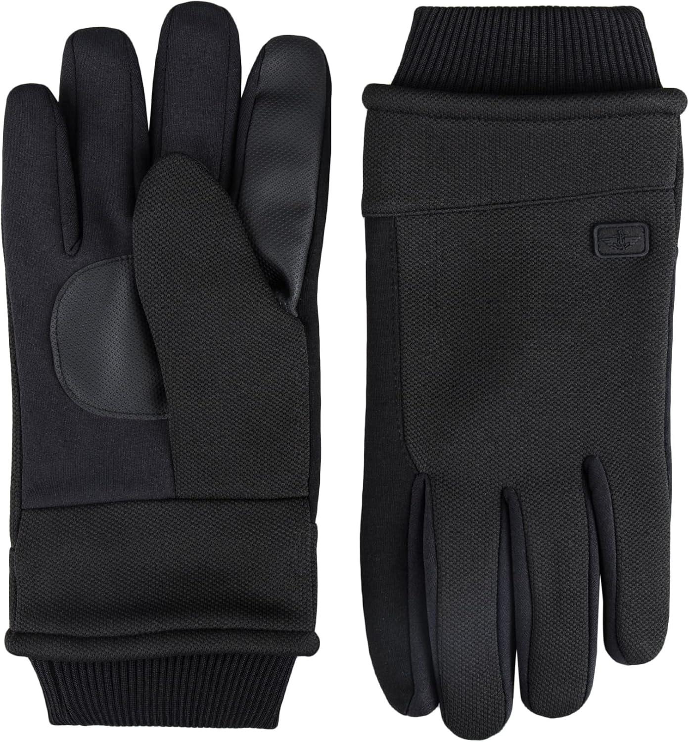 imageDockers Mens Warm Fabric Winter Gloves with Smartphone Touchscreen CapabilityBlack Sport