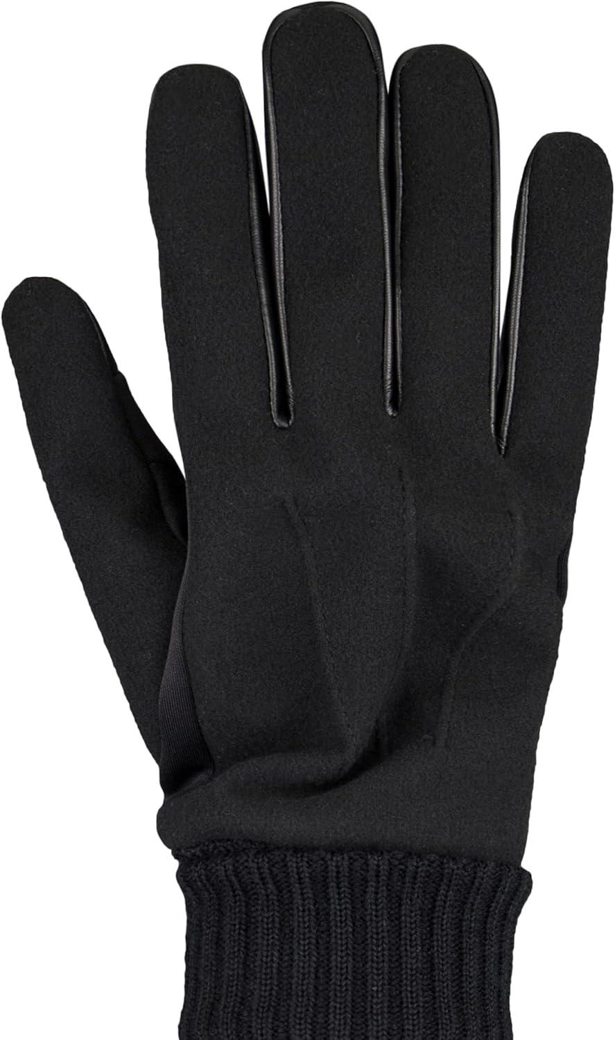 imageDockers Mens Warm Fabric Winter Gloves with Smartphone Touchscreen CapabilityBlack Wool