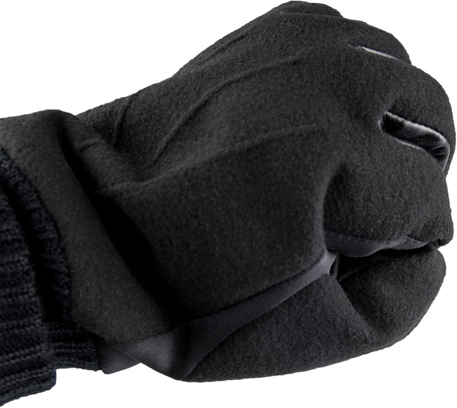 imageDockers Mens Warm Fabric Winter Gloves with Smartphone Touchscreen CapabilityBlack Wool