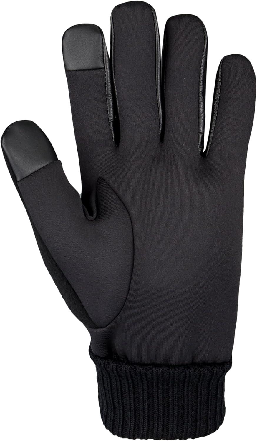 imageDockers Mens Warm Fabric Winter Gloves with Smartphone Touchscreen CapabilityBlack Wool