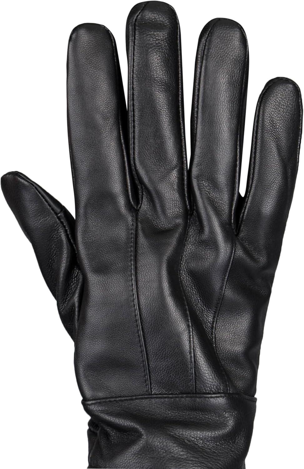 imageDockers Mens Warm Leather Winter Gloves with Smartphone Touchscreen CapabilityBlack Cuffed