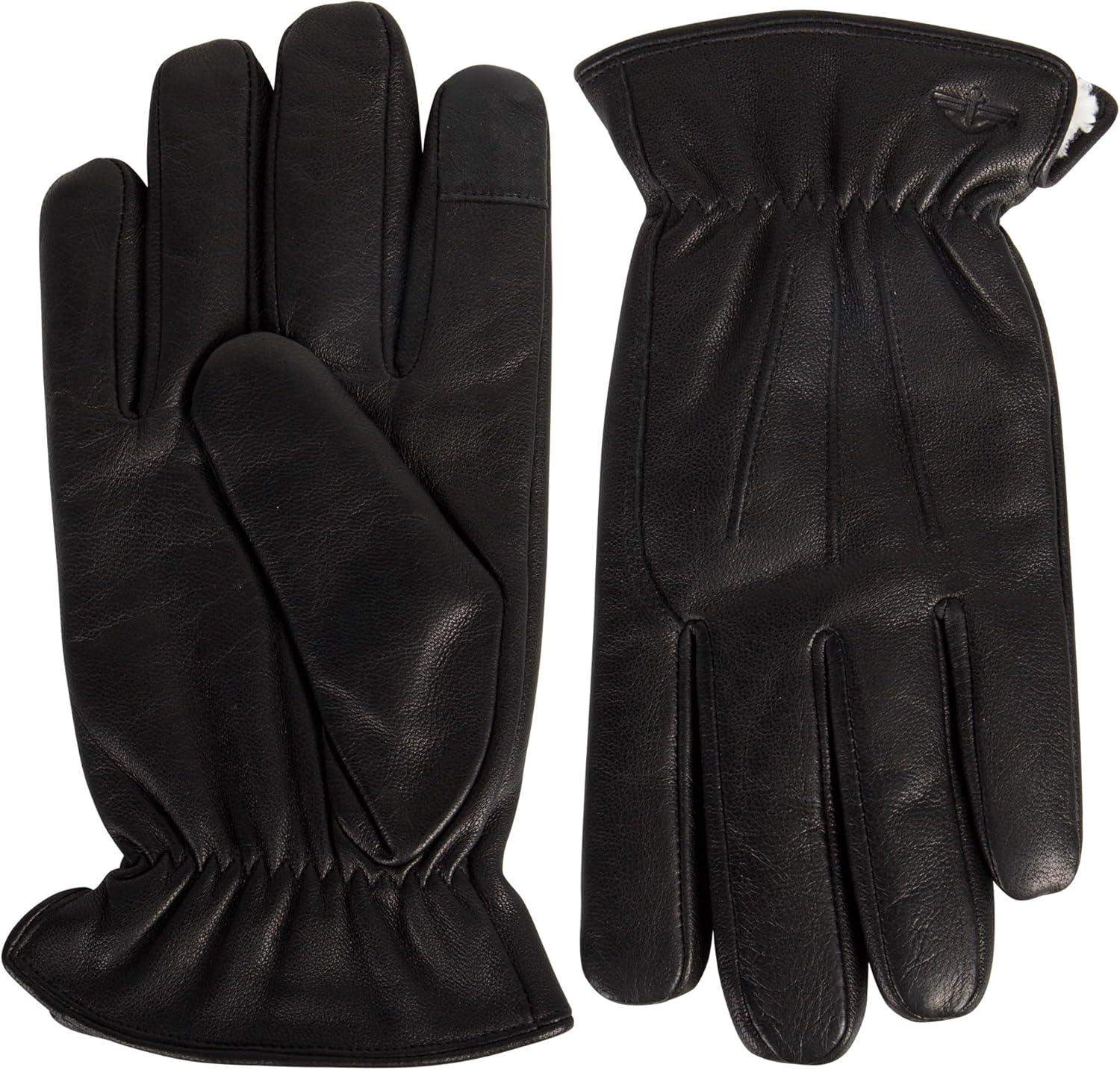 imageDockers Mens Warm Leather Winter Gloves with Smartphone Touchscreen CapabilityBlack Lucas