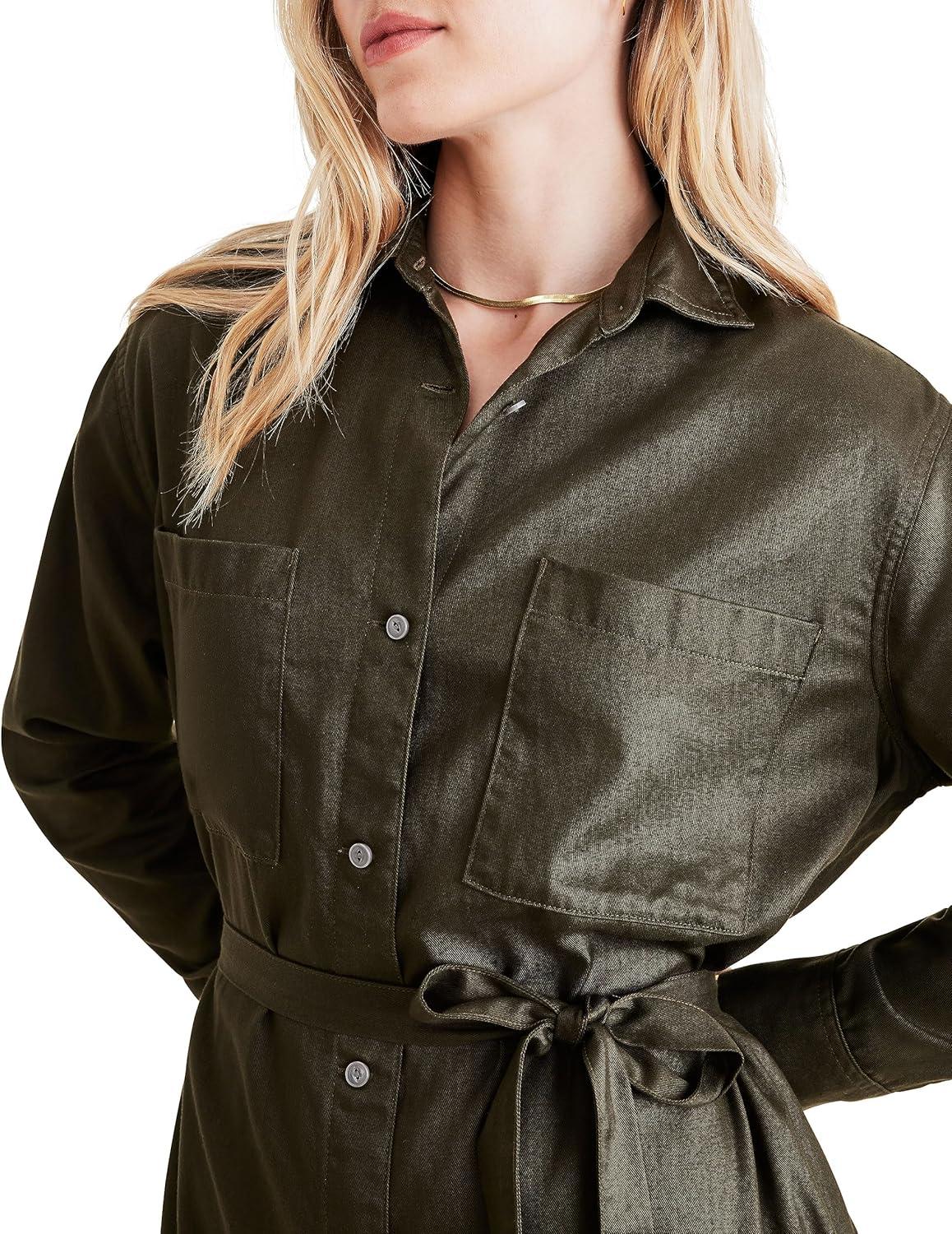 imageDockers Womens Relaxed Fit Long Sleeve DressForest Night Green