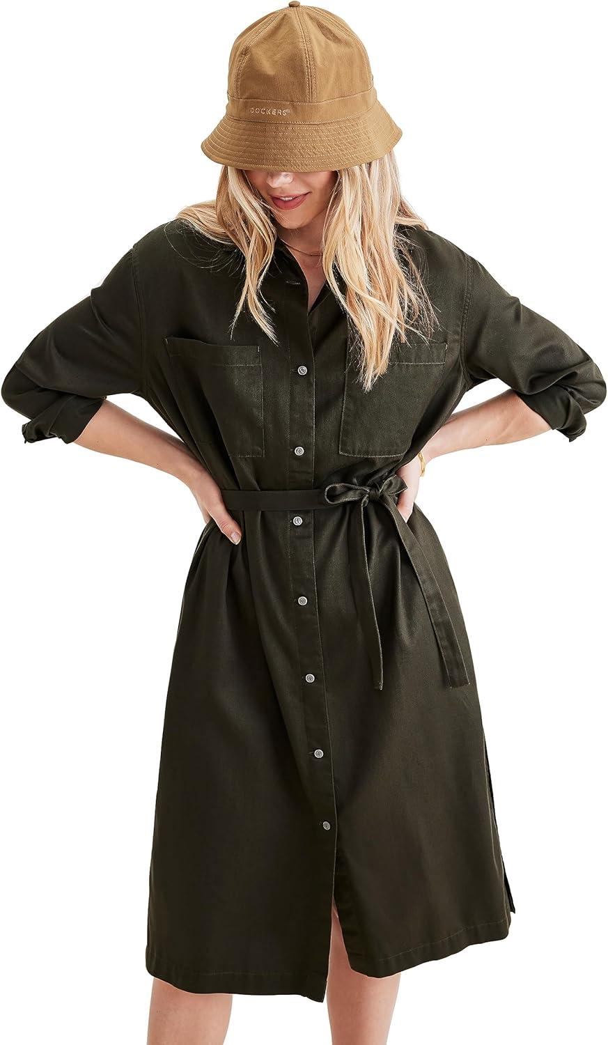 imageDockers Womens Relaxed Fit Long Sleeve DressForest Night Green