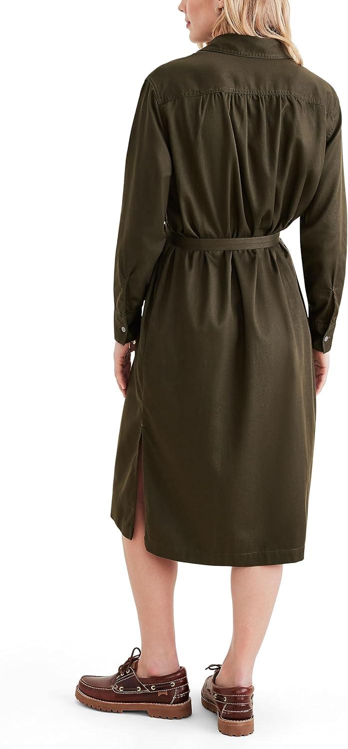 imageDockers Womens Relaxed Fit Long Sleeve DressForest Night Green