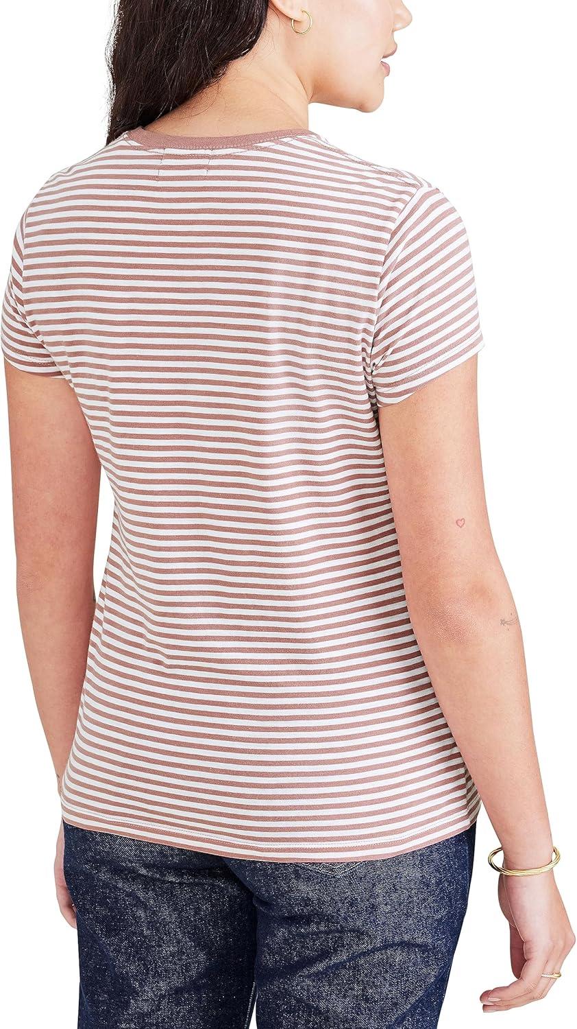 imageDockers Womens Slim Fit Cotton Slub Jersey Favorite Crew TShirtLucent White Stripe