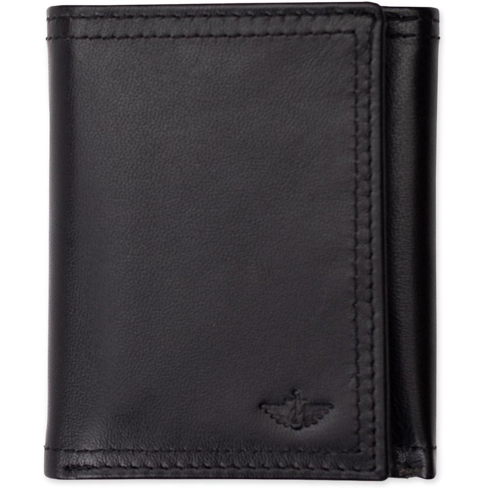 imageDOCKERS Mens Extra Capacity Slim Profile Trifold Wallet with Multiple Card Slots and ID WindowBlack Xcap