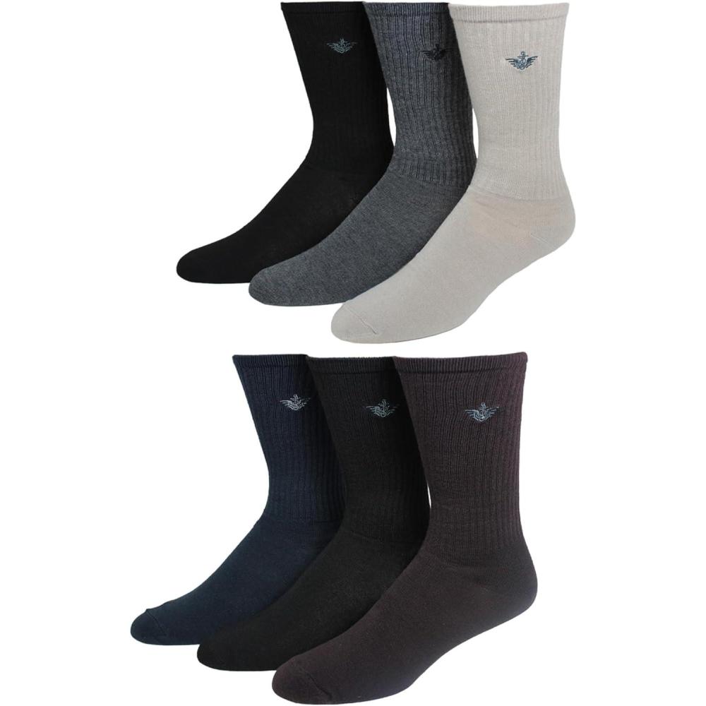 imageDOCKERS Mens Performance Socks  3Pairs and 6Pairs Athletic and Dress Crew Socks for MenTan Multi 81 6 Pairs