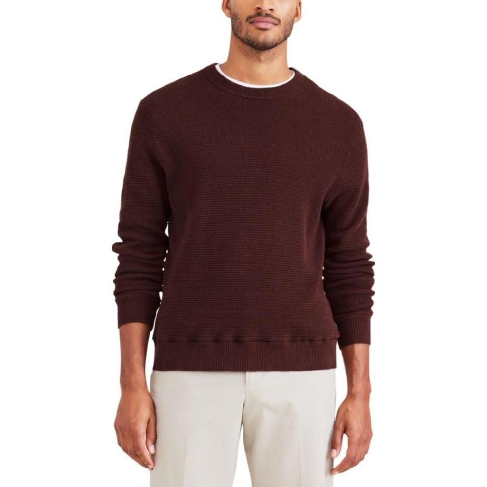 imageDOCKERS Mens Regular Fit Long Sleeve Crewneck SweaterDecadent Chocolate Brown