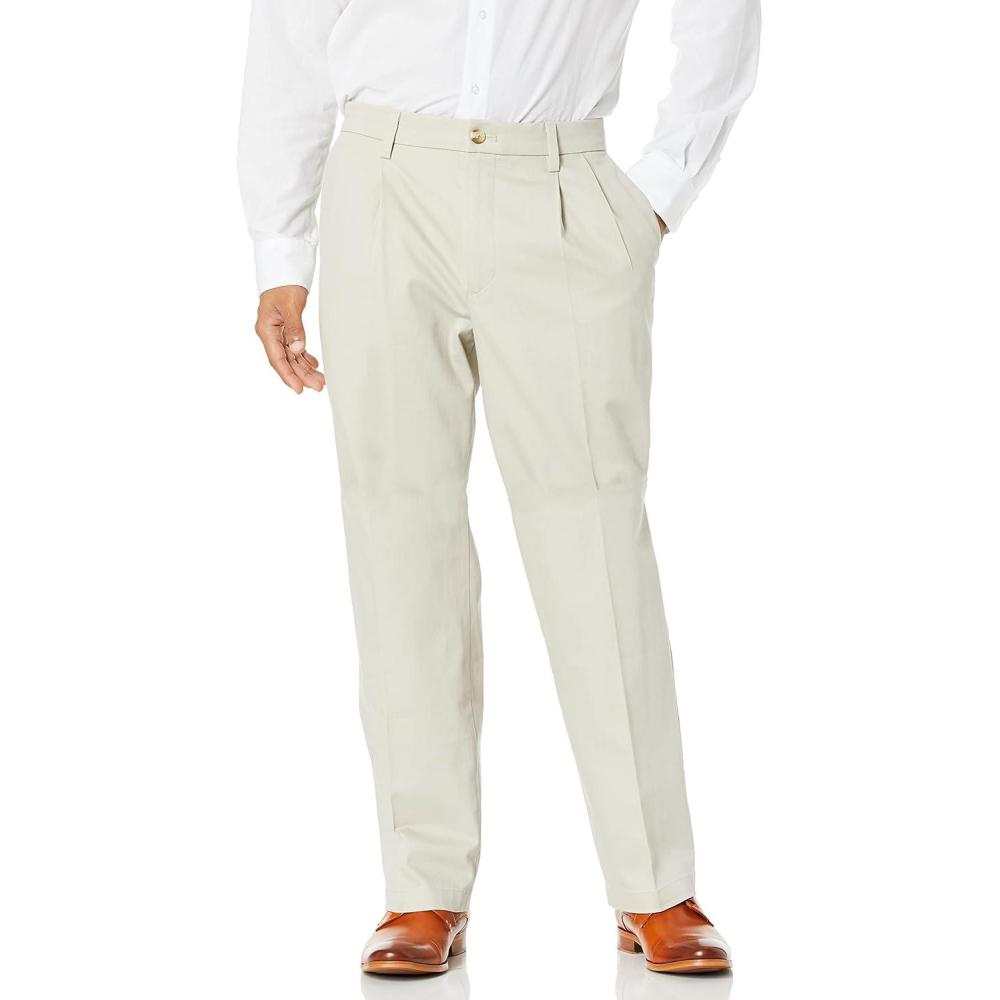 imageDOCKERS Mens Relaxed Fit Signature Khaki Lux Cotton Stretch Pants PleatedCloud