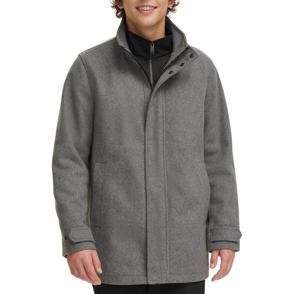 imageDOCKERS Mens Wool Melton Two Pocket Full Length Duffle CoatLight Grey