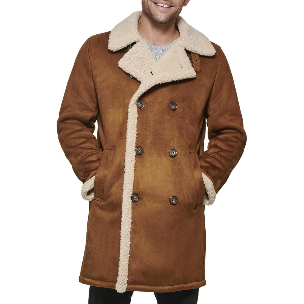 imageDOCKERS mens Faux Shearling Midlength OvercoatCognac