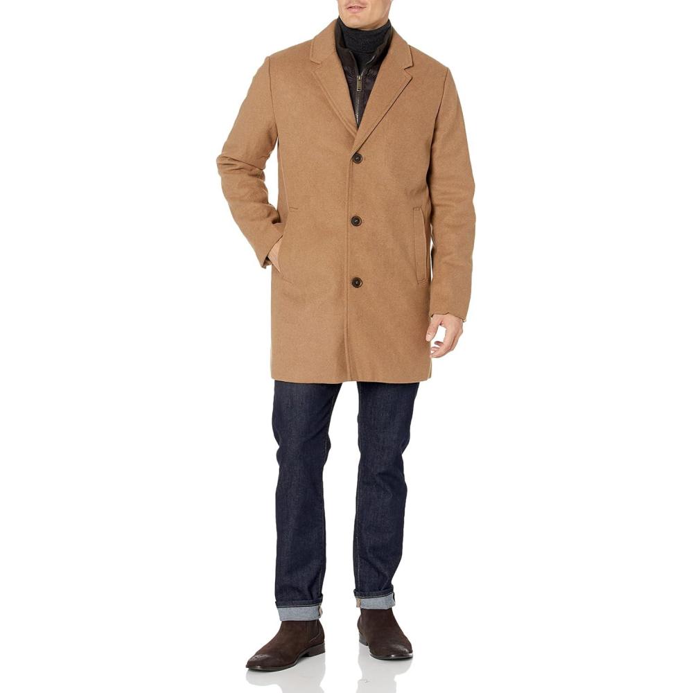 imageDOCKERS mens Henry Wool Blend Top Coat Regular and Big ampamp Tall SizesCamel