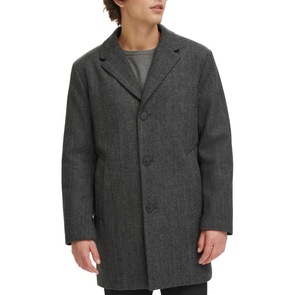 imageDOCKERS mens Henry Wool Blend Top Coat Regular and Big ampamp Tall SizesHerringbone Without Bib