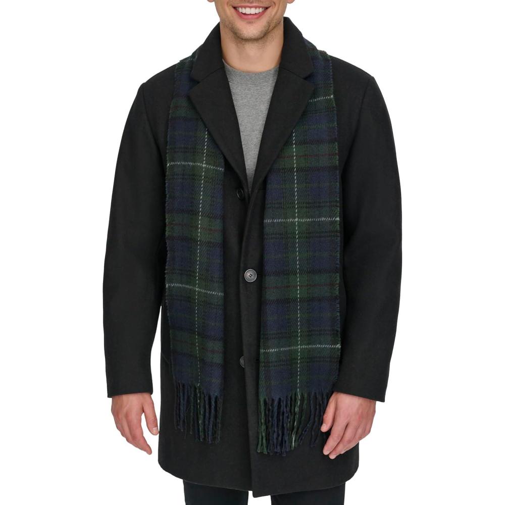 imageDOCKERS mens The Henry Wool Blend Top CoatBlack With Scarf