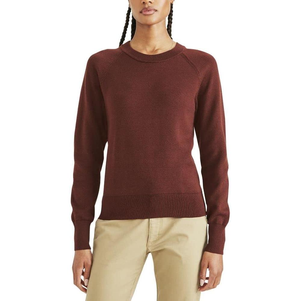 imageDOCKERS womens Womens Crewneck Sweater Regular FitBitter Chocolate Burgundy