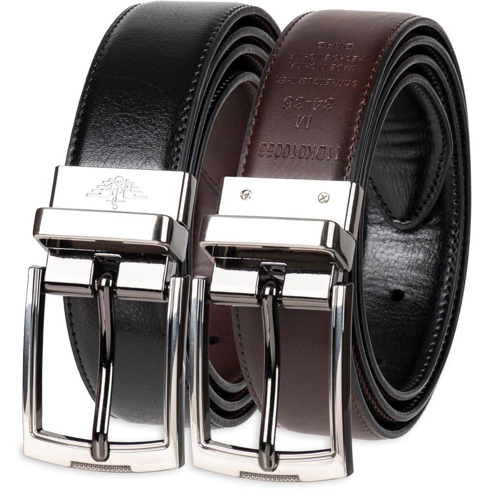 imageDockers Mens 2in1 Reversible Everyday Casual Versatile Belt Regular and Big ampamp Tall SizingBlackBrown