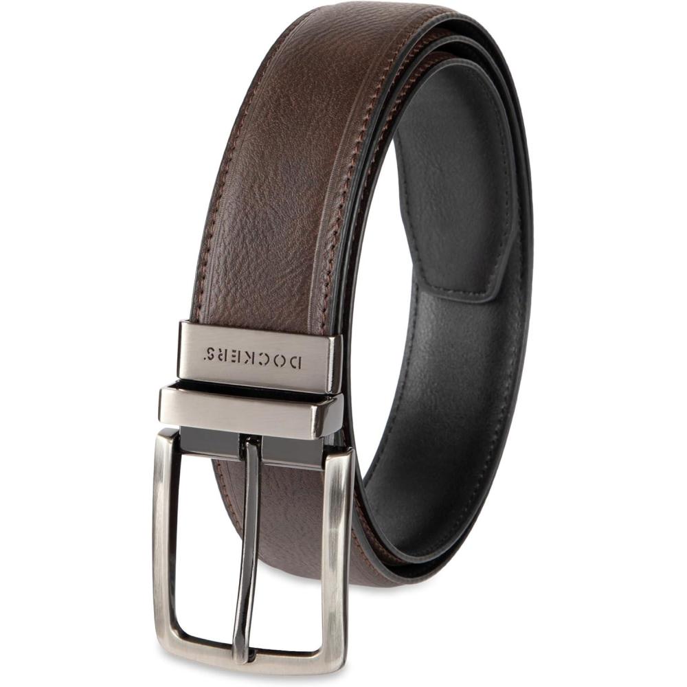imageDockers Mens 2in1 Reversible Everyday Casual Versatile Belt Regular and Big ampamp Tall SizingBrownBlack