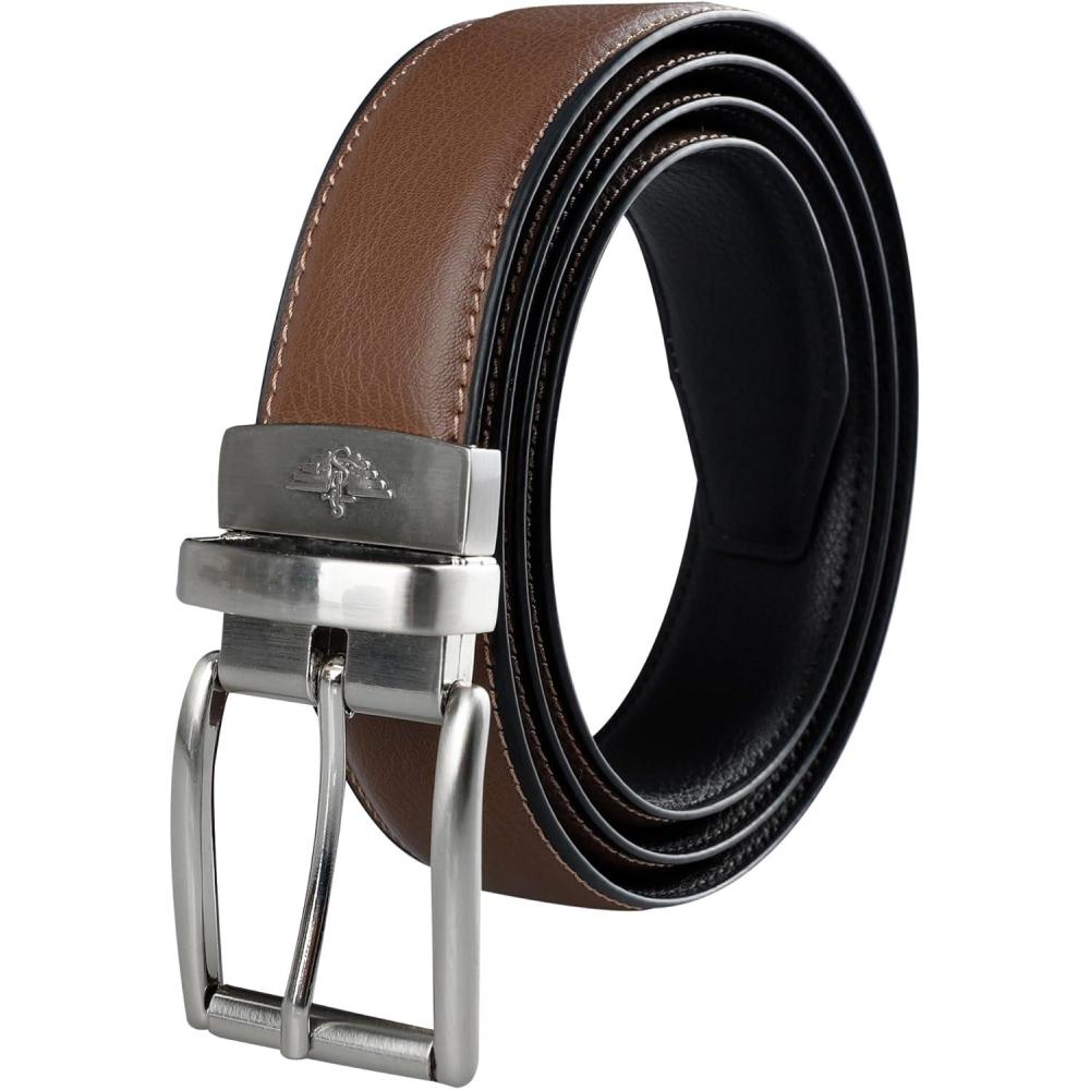 imageDockers Mens 2in1 Reversible Everyday Casual Versatile Belt Regular and Big ampamp Tall SizingCognacBlack Stretch