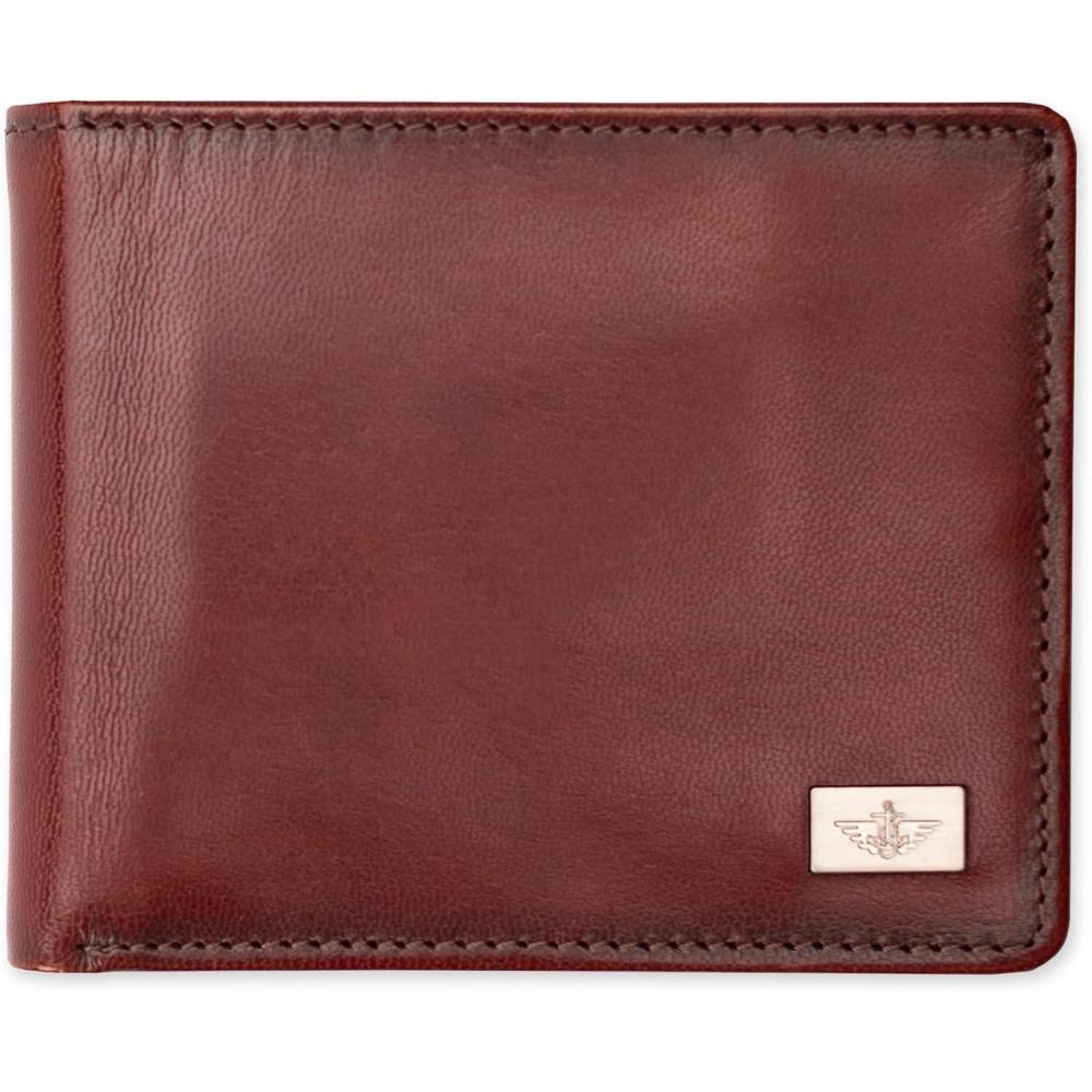 imageDockers Mens Bifold Leather Wallet  Thin Slimfold RFID Blocking Security Smart Extra CapacityCognac