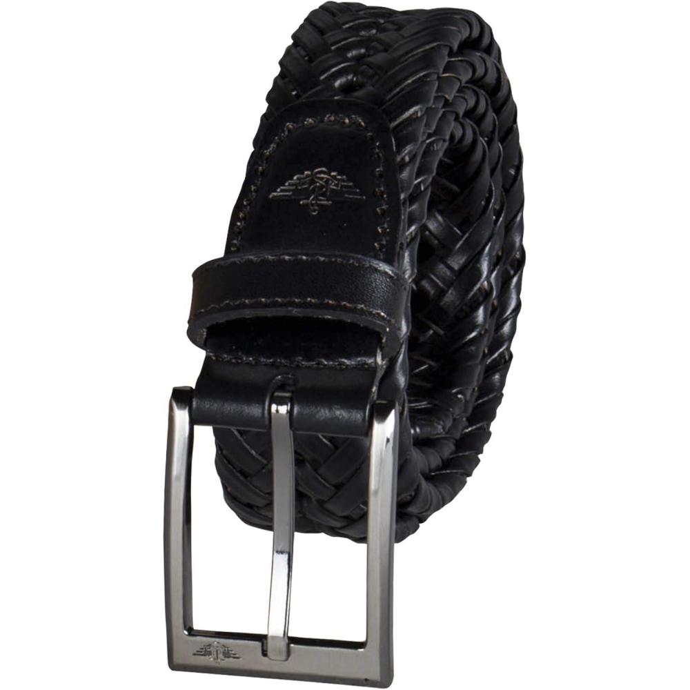 imageDockers Mens Leather Braided Fully Adjustable BeltBlack Glazed