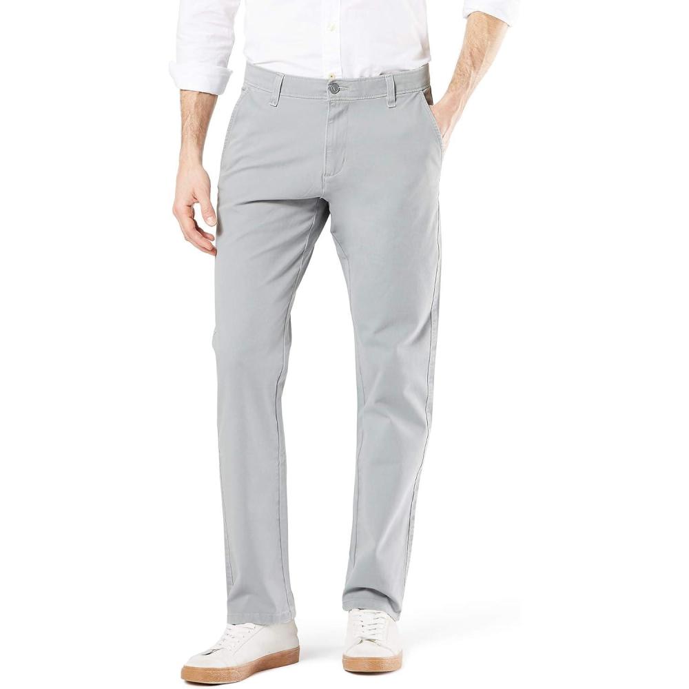 imageDockers Mens Relaxed Fit Comfort Khaki Pants PleatedWet Stone