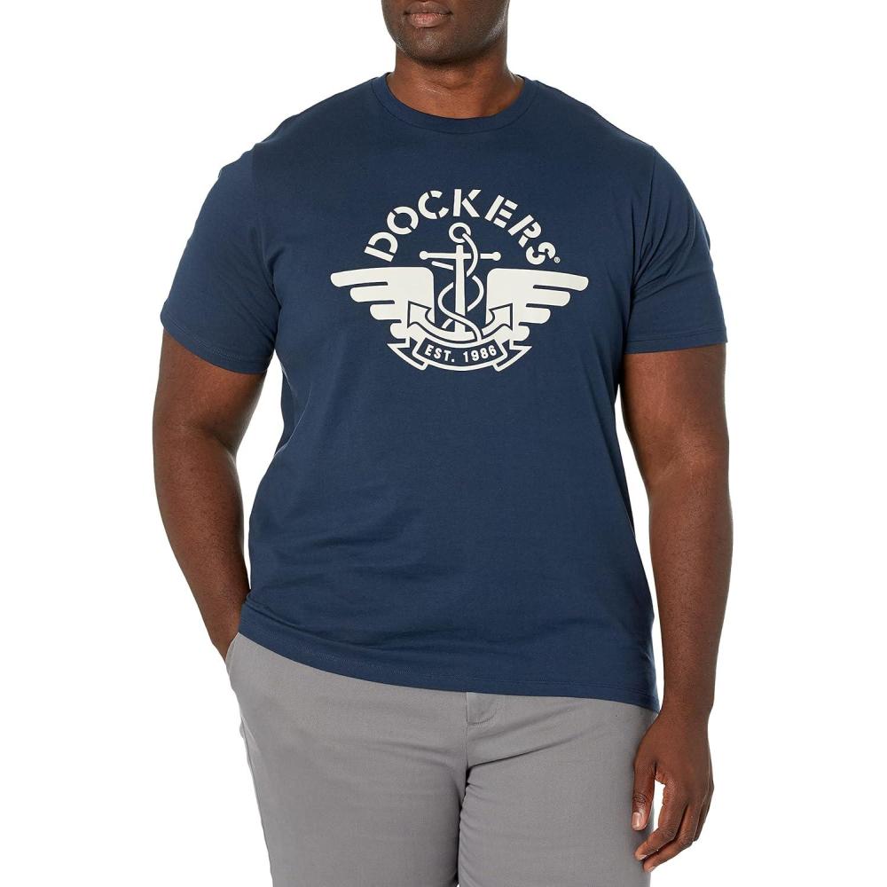 imageDockers Mens Slim Fit Short Sleeve Graphic Tee Shirt Legacy Standard and Big ampamp TallNavy Logo