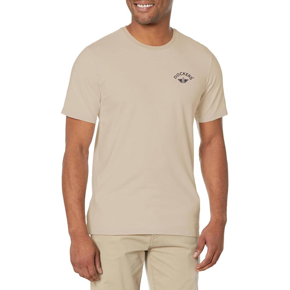 imageDockers Mens Slim Fit Short Sleeve Graphic Tee Shirt Legacy Standard and Big ampamp TallSahara Khaki