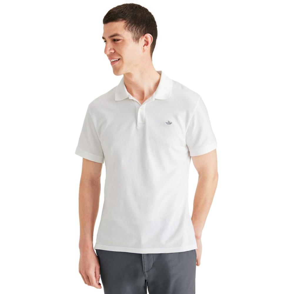 imageDockers Mens Slim Fit Short Sleeve PoloLucent White