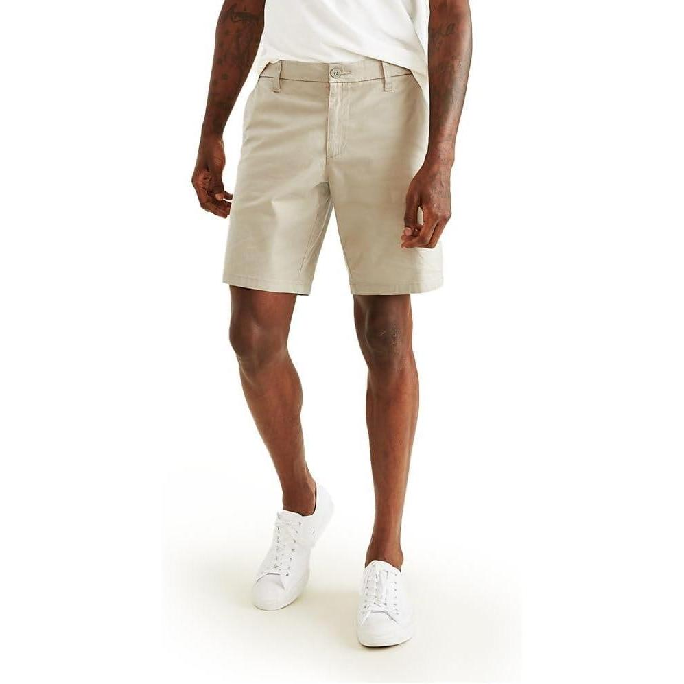 imageDockers Mens Straight Fit Supreme Flex Ultimate 95quot ShortsPorcelain Khaki