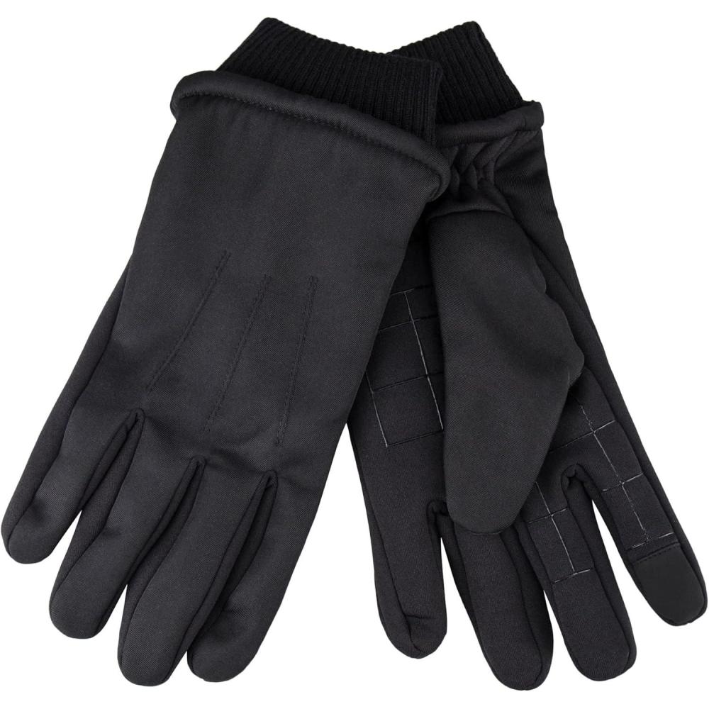 imageDockers Mens Warm Fabric Winter Gloves with Smartphone Touchscreen CapabilityBlack Mixed Media