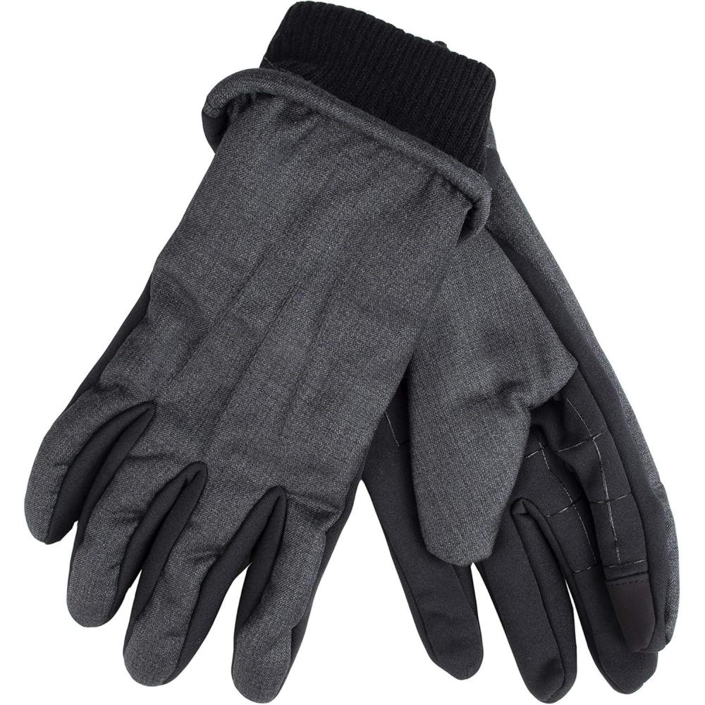 imageDockers Mens Warm Fabric Winter Gloves with Smartphone Touchscreen CapabilityCharcoal Gripped