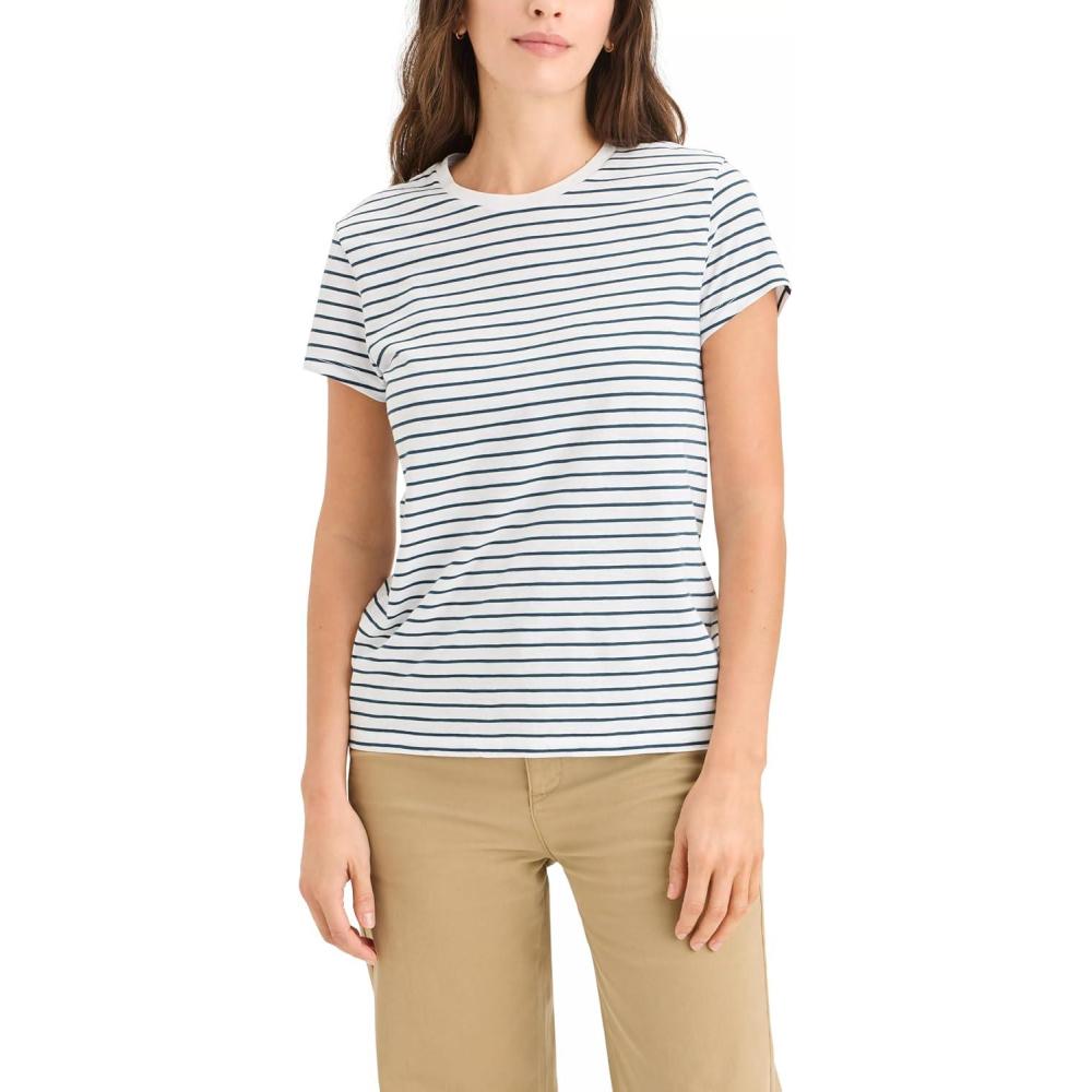 imageDockers Womens Slim Fit Cotton Slub Jersey Favorite Crew TShirtGilly Startified Sea