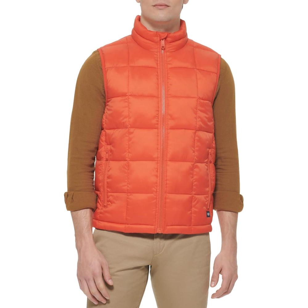 imageDockers mens Mens Box Quilted Puffer VestRed Clay