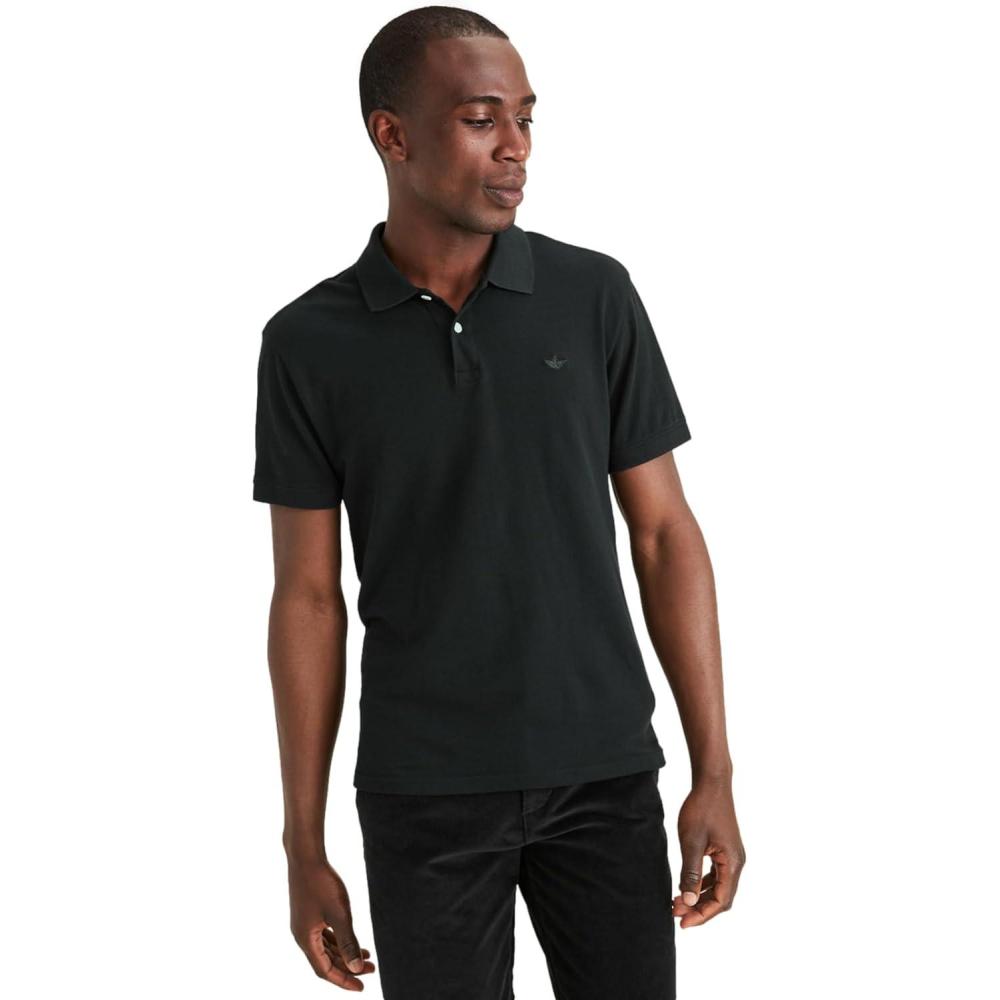 imageSlim Fit Ribbed PoloMineral Black