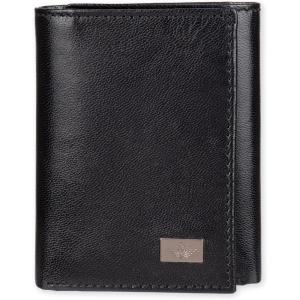 DOCKERS Men’s Extra Capacity Slim Profile Trifold Wallet with Multiple Card Slots and ID Window(True Black)