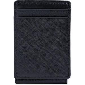 DOCKERS Men’s Front Pocket Wallet(Black Saffiano)